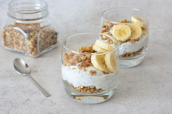 kokosyoghurt met banaan en speltvlokken planten challenge