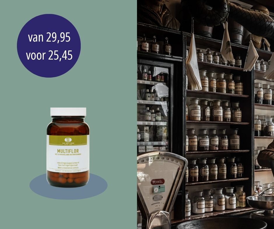 Pot Multiflor en winkel interieur in de achtergrond